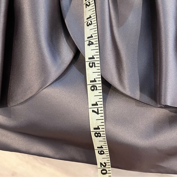 Bari Jay Silver Charmuese Petal Hem Strapless Short Bridesmaid Prom Cocktail M - Picture 10 of 11